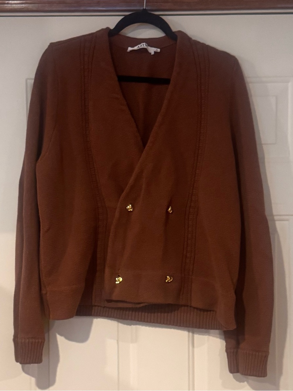Brown V-Neck Button Cardigan Sweater - Picture 2 of 7
